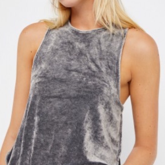 NEW Free People Gray Frenchie Velour Cami Tank - Picture 4 of 8